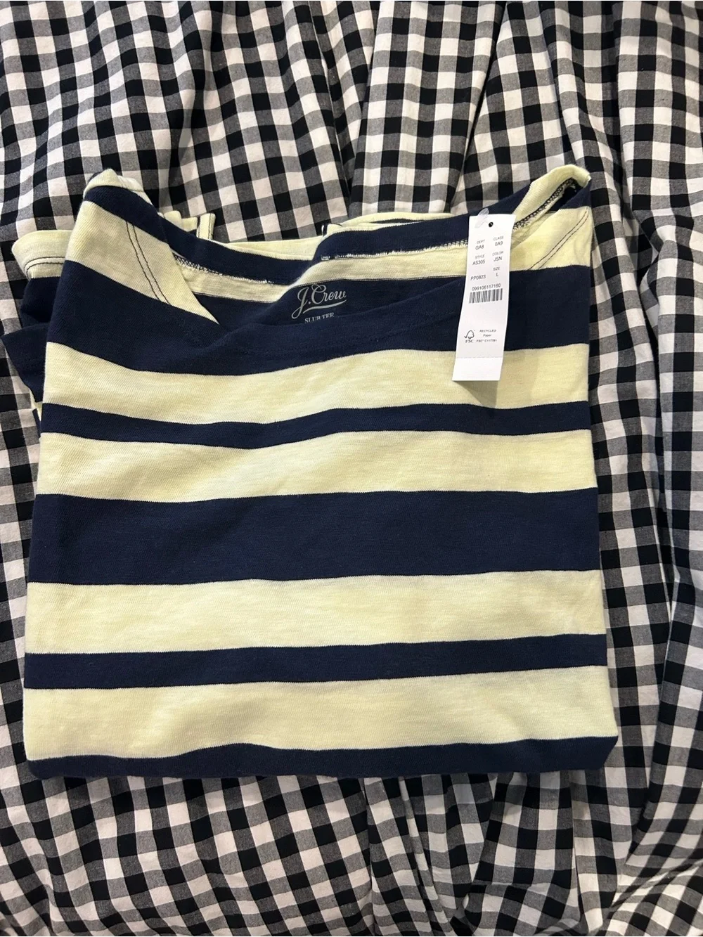 J. Crew Navy and Cream Striped Long-Sleeve Tee